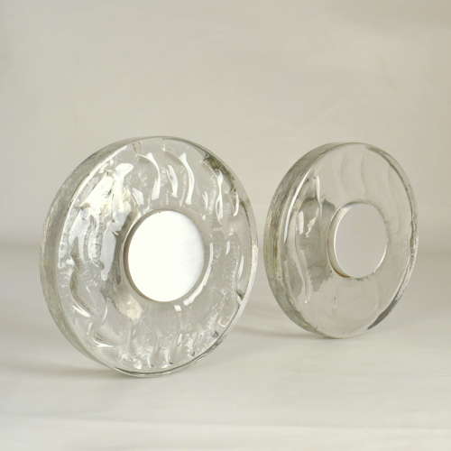 Large Clear Glass Door Handles Round Push & Pull Pair