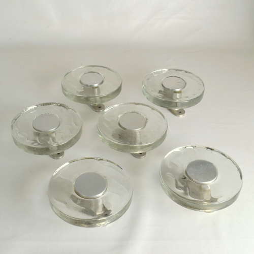 Large Clear Glass Door Handles Round Push & Pull Pair