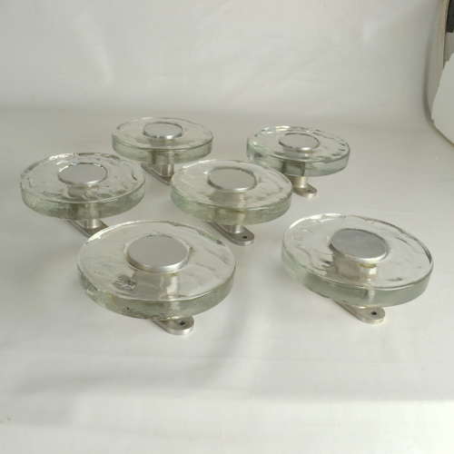 Large Clear Glass Door Handles Round Push & Pull Pair