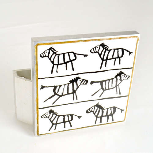 Door Handle Square Ceramic Zebra's in Aluminium