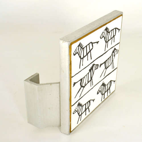 Door Handle Square Ceramic Zebra's in Aluminium