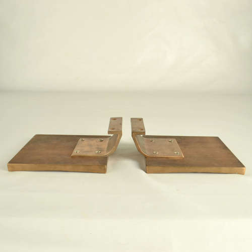 Brutalist Bronze Square Push Pull Door Handles with Embossed Relief