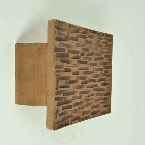 Brutalist Bronze Square Push Pull Door Handles with Embossed Relief