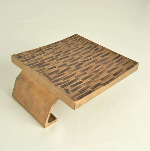 Brutalist Bronze Square Push Pull Door Handles with Embossed Relief