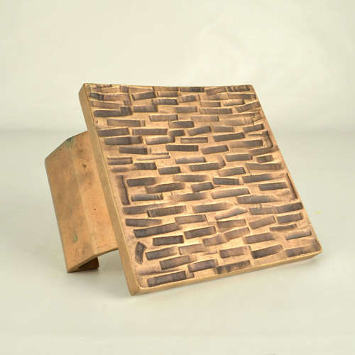 Brutalist Bronze Square Push Pull Door Handles with Embossed Relief