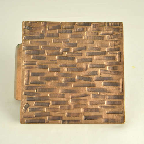 Brutalist Bronze Square Push Pull Door Handles with Embossed Relief