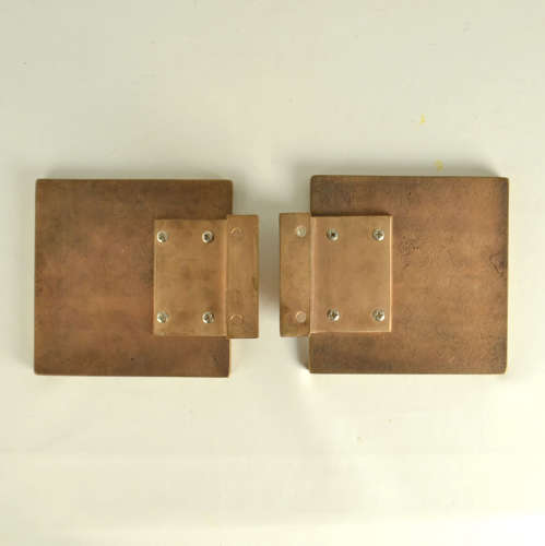 Brutalist Bronze Square Push Pull Door Handles with Embossed Relief