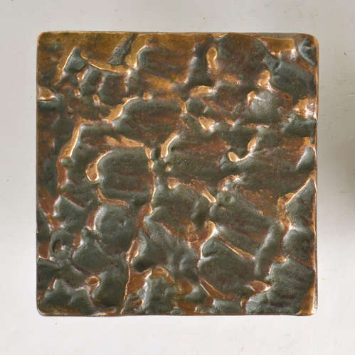 Square Bronze Push Pull Door Handles pair with Subtle Relief