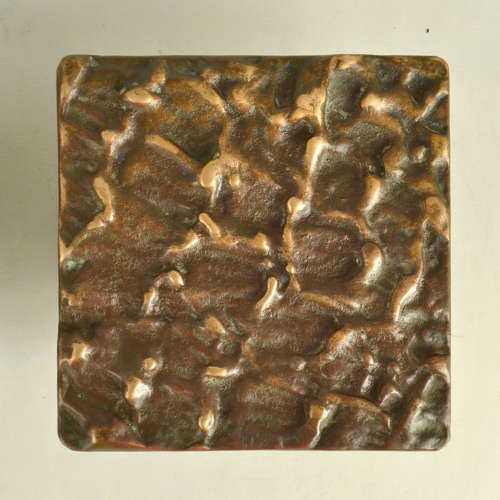 Square Bronze Push Pull Door Handles pair with Subtle Relief