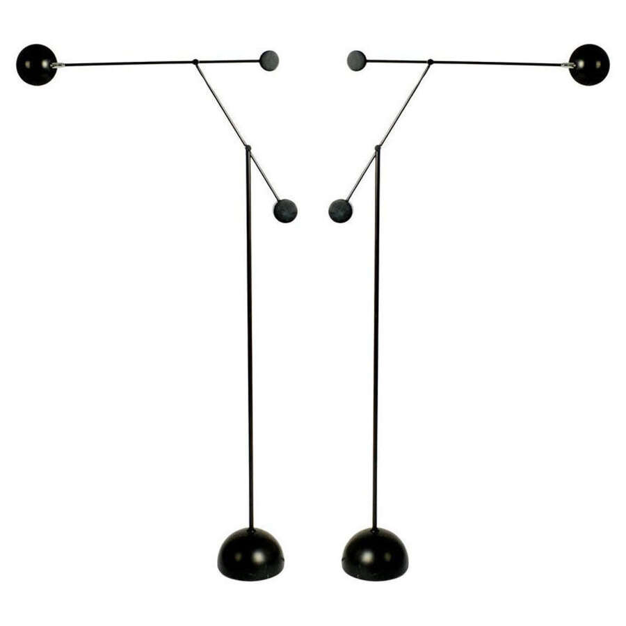 Minimalist Counter Balance Floor Lamp Black 1970s
