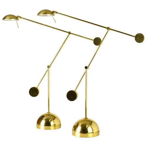Pair of Counter Balance table Lamps Minimalist in Brass 1970s