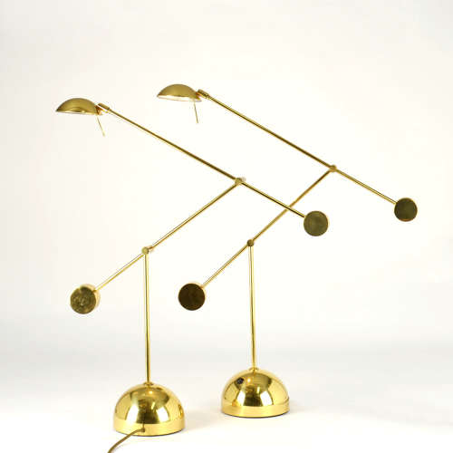 Pair of Counter Balance table Lamps Minimalist in Brass 1970s