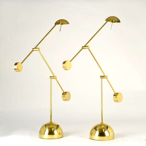 Pair of Counter Balance table Lamps Minimalist in Brass 1970s