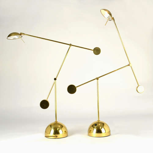 Pair of Counter Balance table Lamps Minimalist in Brass 1970s