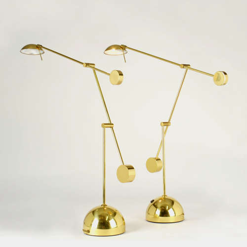 Pair of Counter Balance table Lamps Minimalist in Brass 1970s