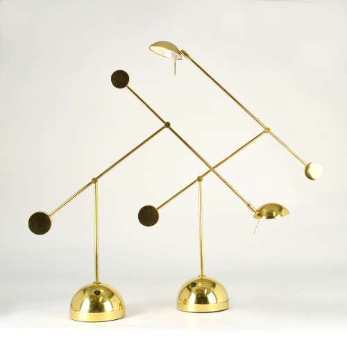 Pair of Counter Balance table Lamps Minimalist in Brass 1970s