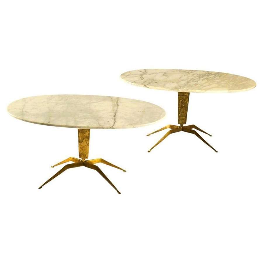 Pair of Coffee Tables 'Dub&egrave;' by Duilio Barnab&eacute; Italy, Marble & Bronze