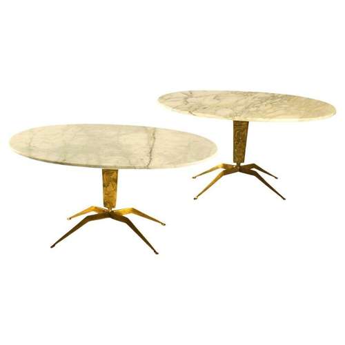 Pair of Coffee Tables 'Dubè' by Duilio Barnabé Italy, Marble & Bronze