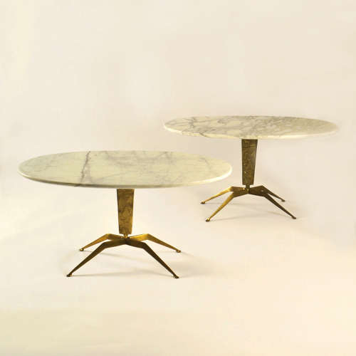 Pair of Coffee Tables 'Dubè' by Duilio Barnabé Italy, Marble & Bronze