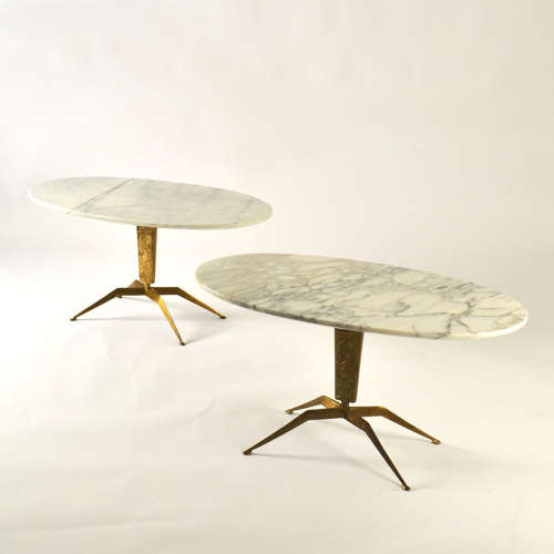 Pair of Coffee Tables 'Dubè' by Duilio Barnabé Italy, Marble & Bronze