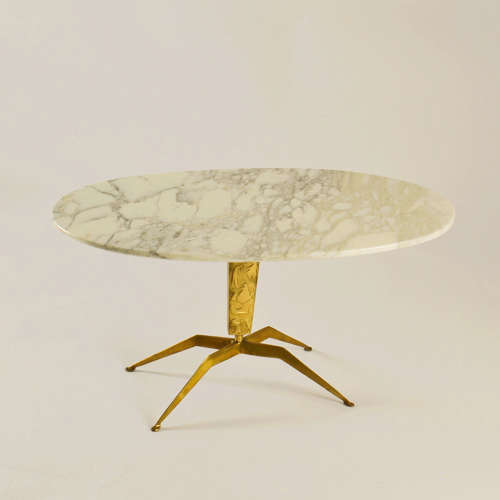 Pair of Coffee Tables 'Dubè' by Duilio Barnabé Italy, Marble & Bronze