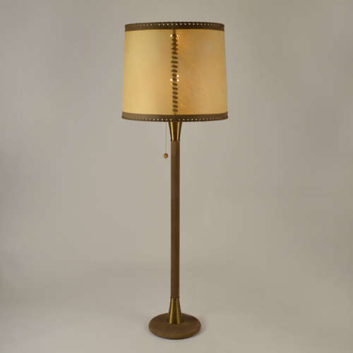 Parchment Leather and Brass Floor Lamp 1960's