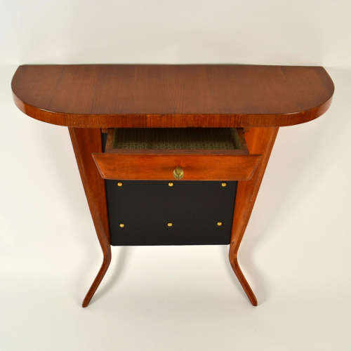 Italian 1950's Demi Lune Console Table in Wood