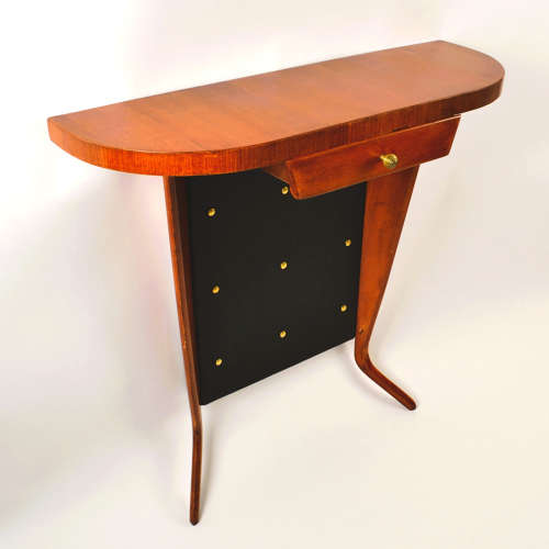 Italian 1950's Demi Lune Console Table in Wood