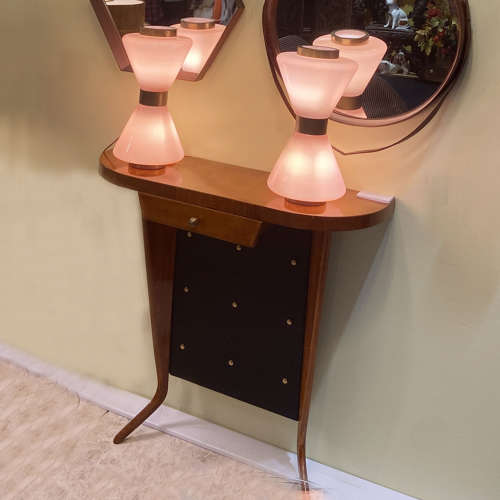 Italian 1950's Demi Lune Console Table in Wood