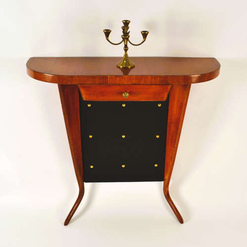 Italian 1950's Demi Lune Console Table in Wood
