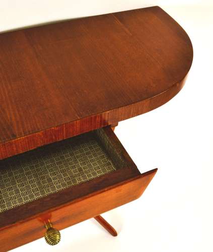 Italian 1950's Demi Lune Console Table in Wood