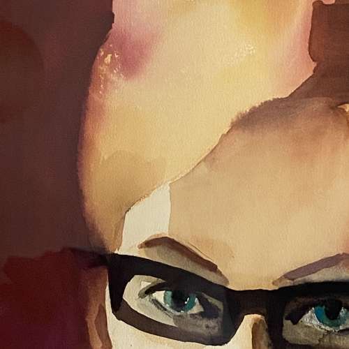 Two Watercolour Portraits of Artist Uta Majmudra 1960's
