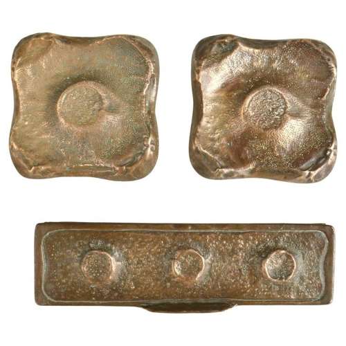 Architectural Pair of Bronze Square Push Pull Door Handles with Letter