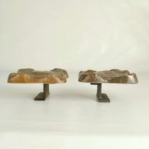 Architectural Pair of Bronze Square Push Pull Door Handles with Letter