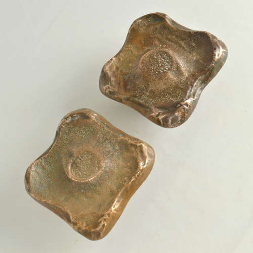 Architectural Pair of Bronze Square Push Pull Door Handles with Letter