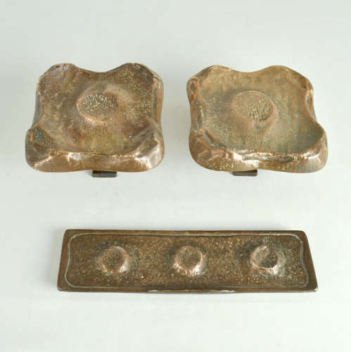 Architectural Pair of Bronze Square Push Pull Door Handles with Letter