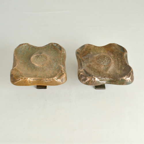 Architectural Pair of Bronze Square Push Pull Door Handles with Letter