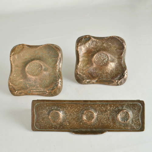 Architectural Pair of Bronze Square Push Pull Door Handles with Letter