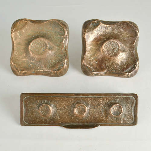 Architectural Pair of Bronze Square Push Pull Door Handles with Letter