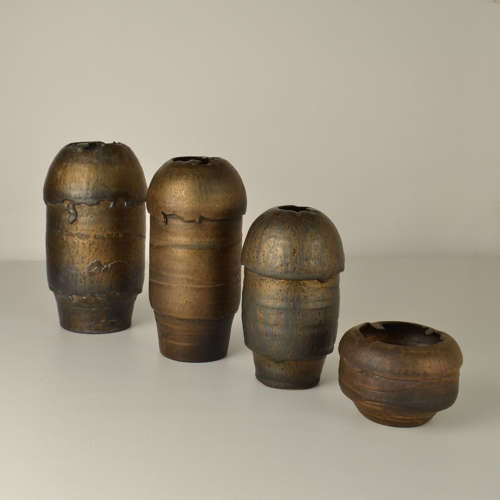 Group of Bronze Ceramic Vases by Jaan Mobach