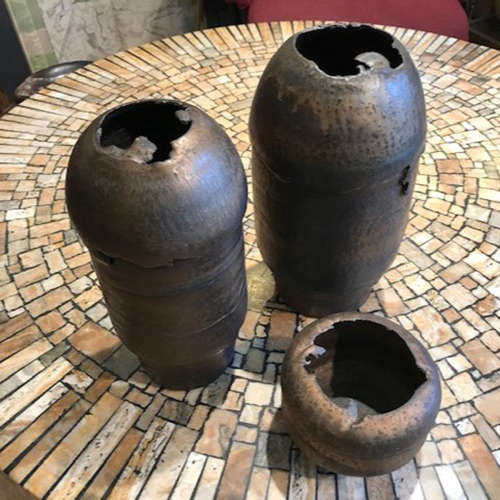 Group of Bronze Ceramic Vases by Jaan Mobach