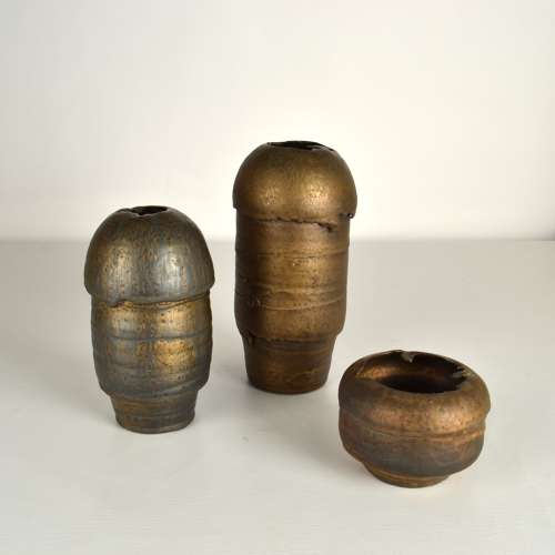 Group of Bronze Ceramic Vases by Jaan Mobach