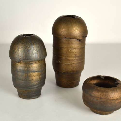Group of Bronze Ceramic Vases by Jaan Mobach