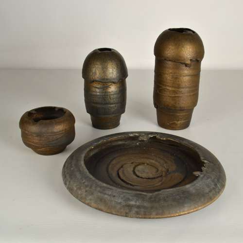 Group of Bronze Ceramic Vases by Jaan Mobach