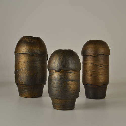 Group of Bronze Ceramic Vases by Jaan Mobach