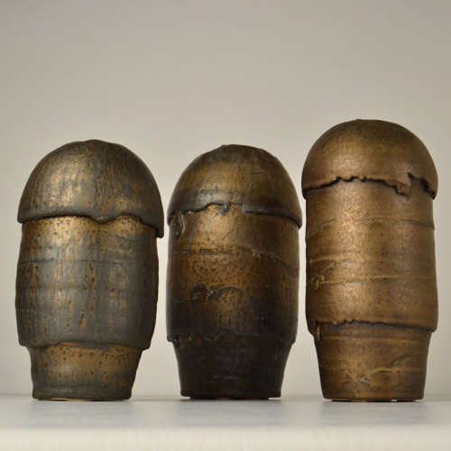 Group of Bronze Ceramic Vases by Jaan Mobach
