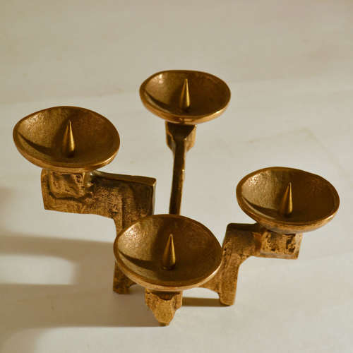 Brutalist Bronze Four-Arm 1970s Candelabra