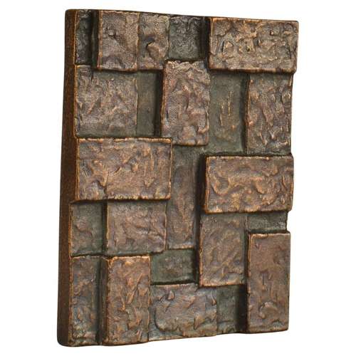 Architectural Push and Pull Door Handle in Bronze with Cubist Relief