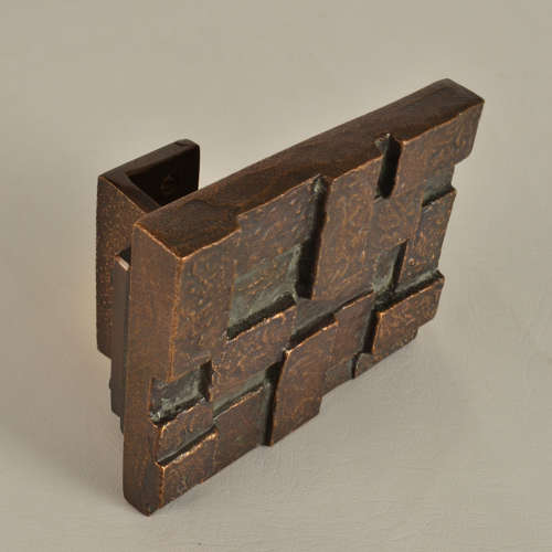 Architectural Push and Pull Door Handle in Bronze with Cubist Relief