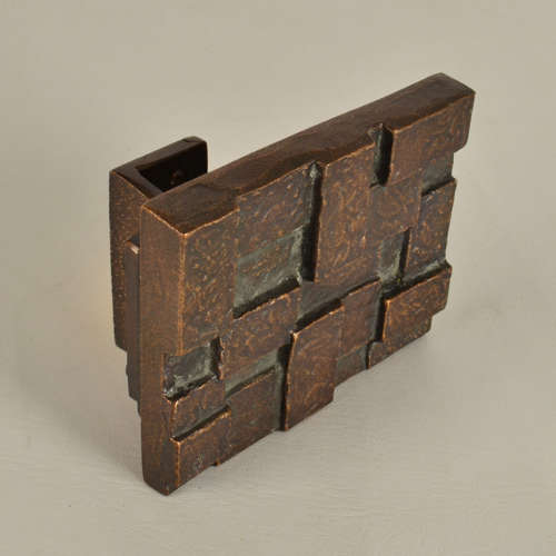 Architectural Push and Pull Door Handle in Bronze with Cubist Relief